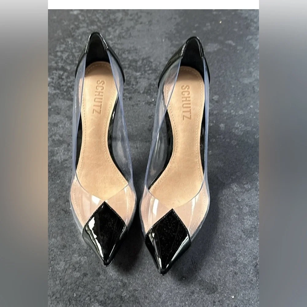 SCHUTZ Cendi Heel in Transparente & Black Women's Heels 6.5 - Picture 11 of 16
